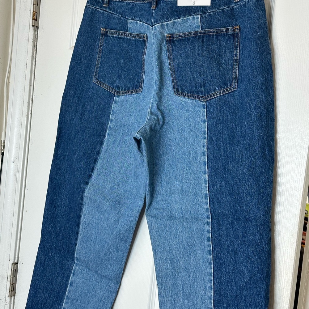 Straight leg cropped Future collective two toned Jean